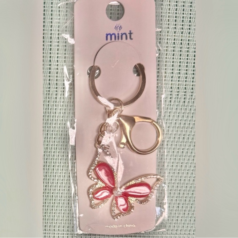 Elegant Butterfly Keychain with Gold Accents